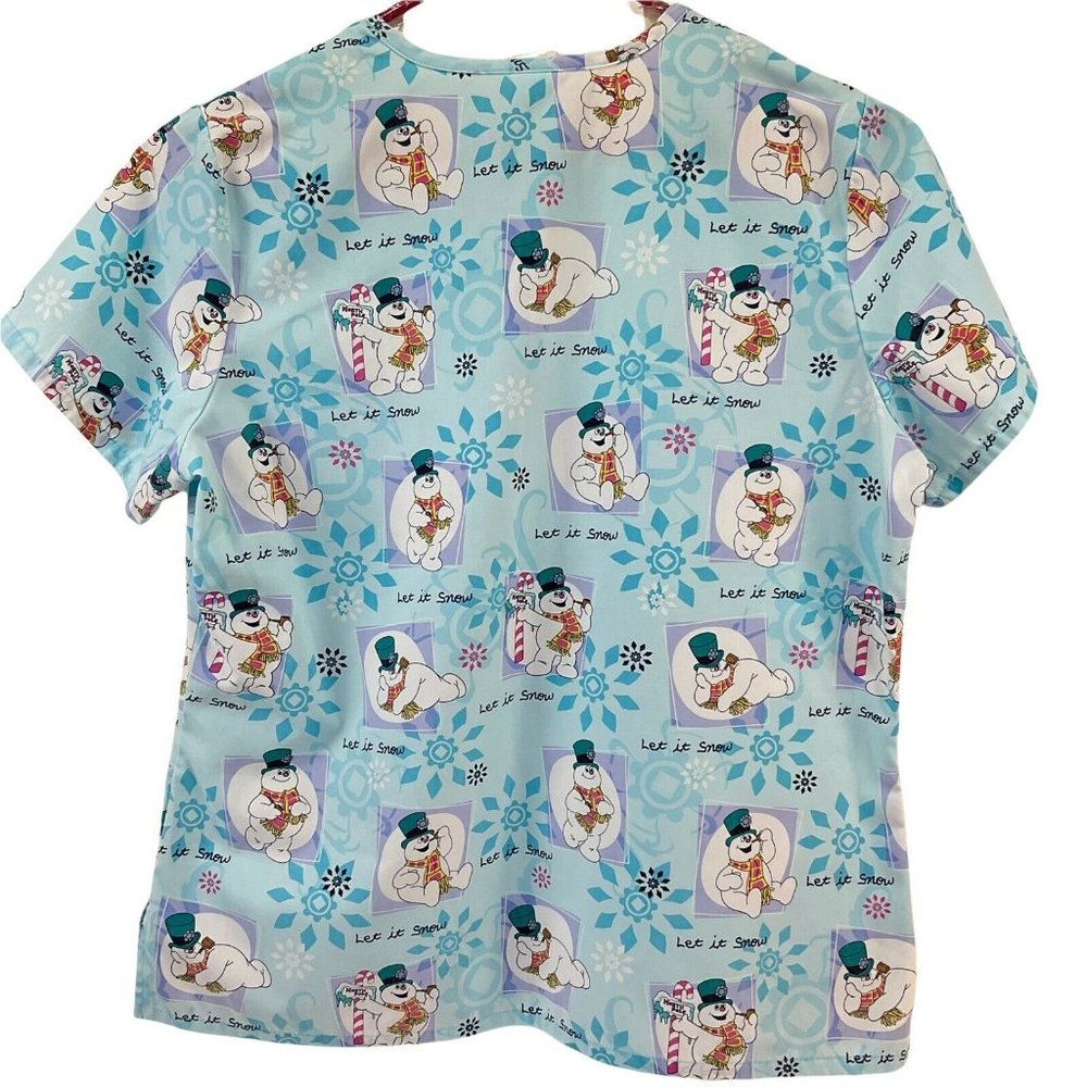 Frosty the Snowman Movie Scrub Top Womens Size Large Christmas Let it snow - Picture 2 of 7